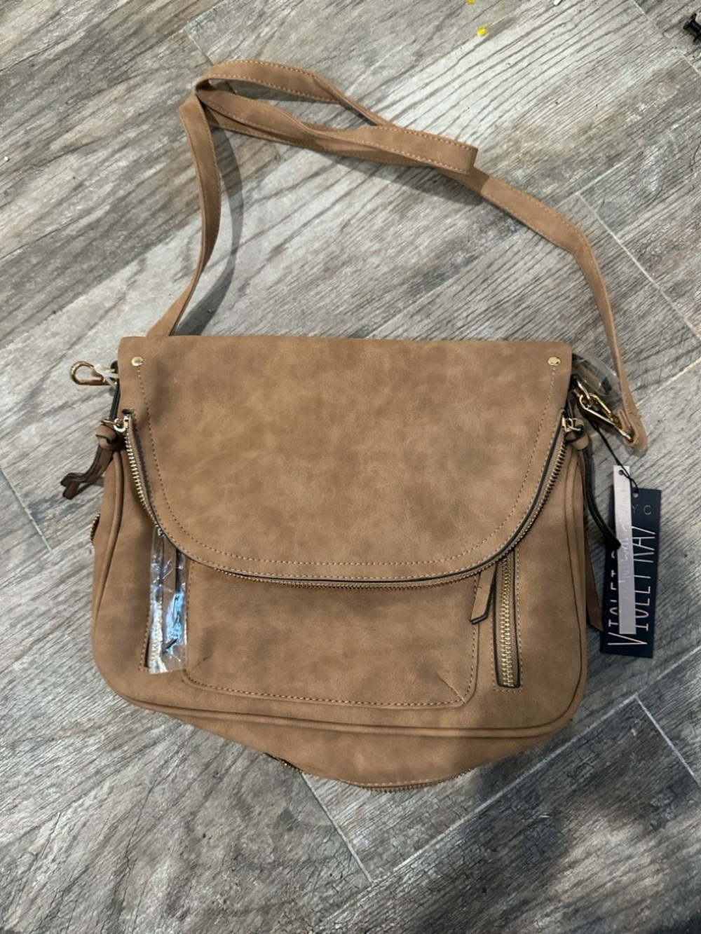 Violet Ray- Neutral Tan Crossbody Shoulder Bag NWT